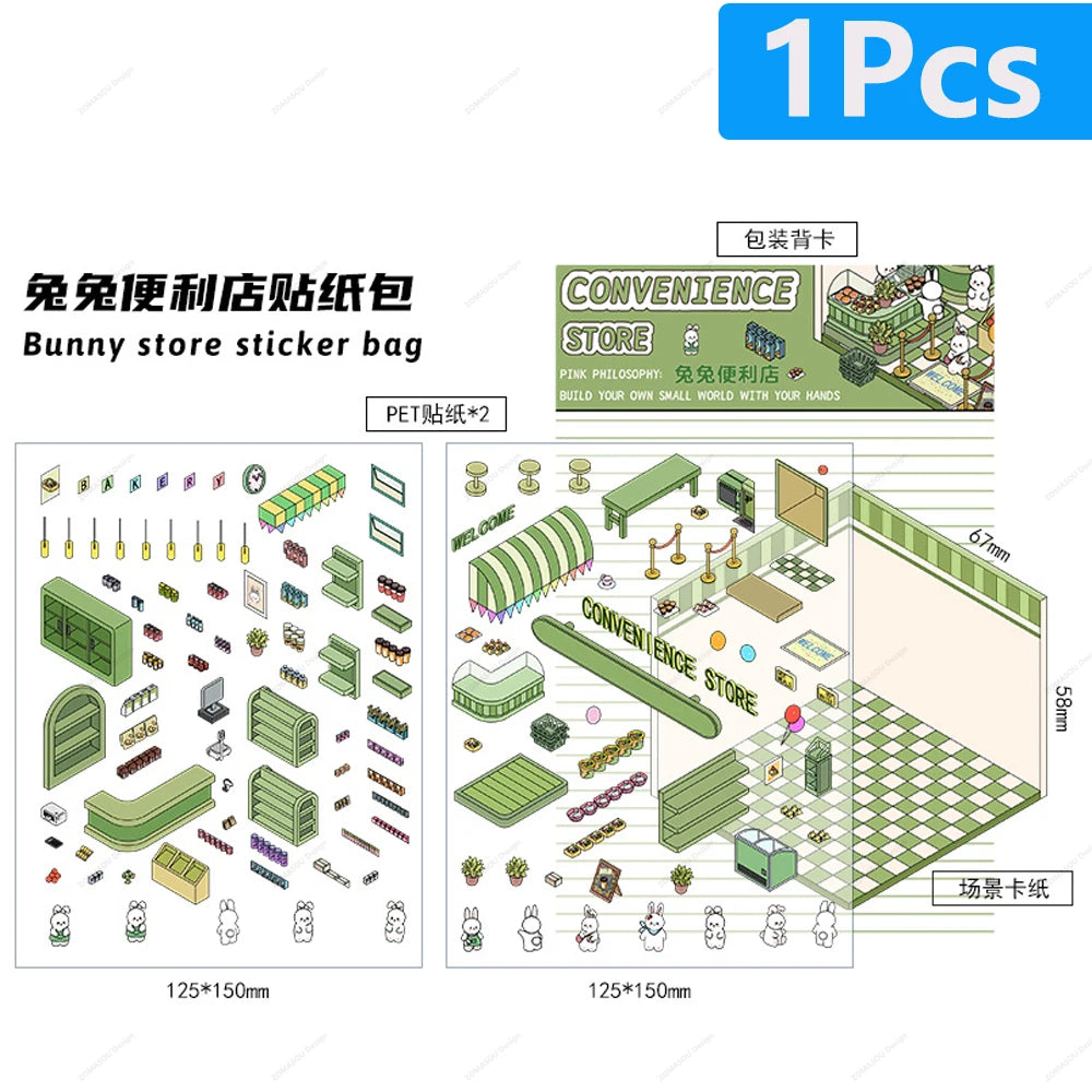 3D landscaping stickers for miniature scenes by HSF Marketplace, featuring detailed greenery and outdoor elements
