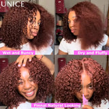 Reddish brown afro kinky curly human hair wig, 200% density glueless style by HSF Marketplace