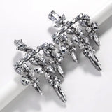 Sparkling silver crystal chandelier earrings by HSF Marketplace for elegant occasions
