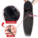 10-24 Inch Straight Drawstring Ponytail Human Hair Extensions 12A Brazilian Remy 100% Human Hair Ponytail 100g/pc For women