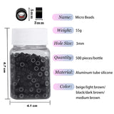 Beige Silicone Tubes Beads Locks Micro Link Ring Tube For Most I-Tip Hair Extension Tips 500Pcs Silicone Lined Micro Ring Beads