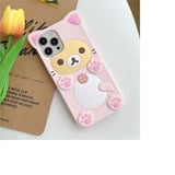 Rilakkuma bear soft silicone iPhone 17 Pro Max case with cute character design