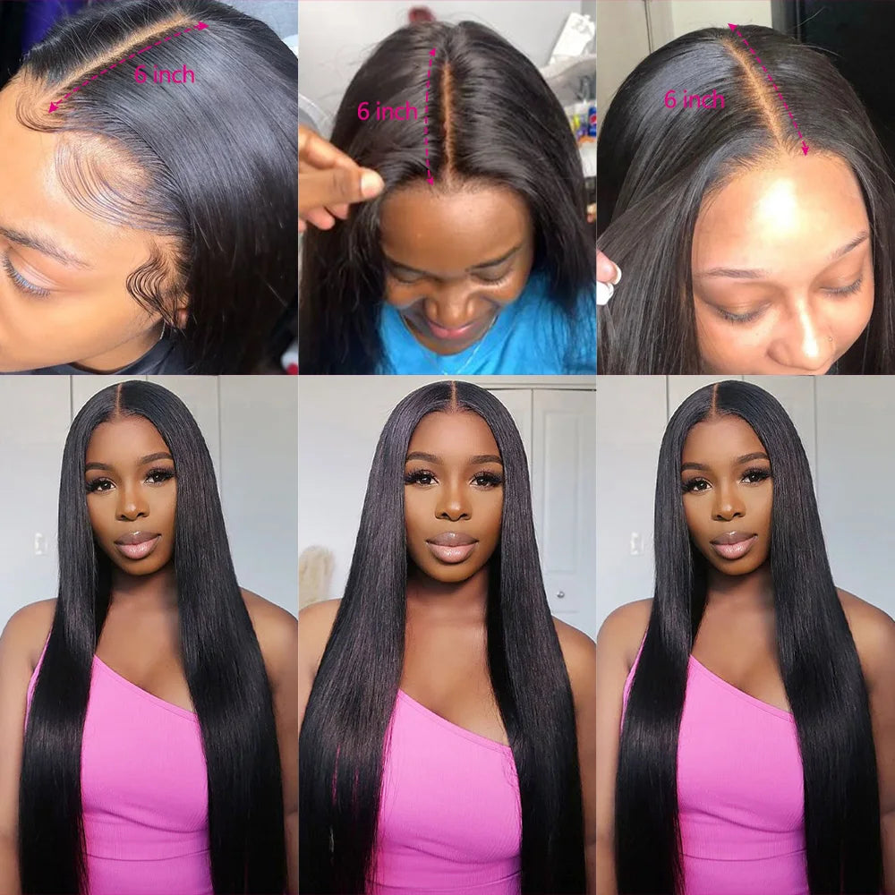 20 20 20 inch Straight Human Hair Bundles And Closure 100% Raw Hair Bundles With 2x6 HD Lace Closure 30inch Bundles Human Hair