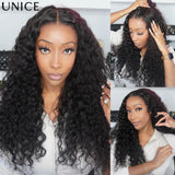 UNice 7x5 13x4 Lace Water Wave Wig With Baby Hair & Invisi Drawstring Pre Cut Pre Bleached Glueless Human Hair Wigs Ready To Wear 150% Density