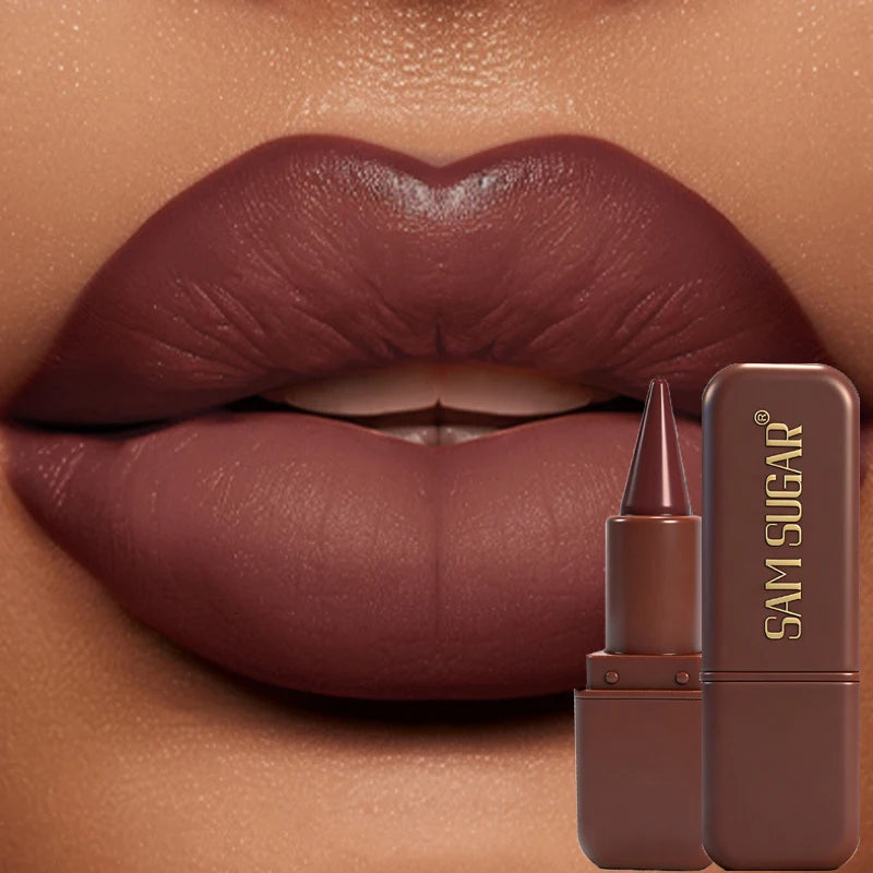 HSF Marketplace dark chocolate matte waterproof lipstick and lip liner in black brown velvet finish for gothic Halloween lips makeup