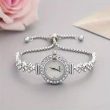 1 piece of elegant women's quartz watch, paired with luxurious rhinestone embellishment - gold simulated bracelet