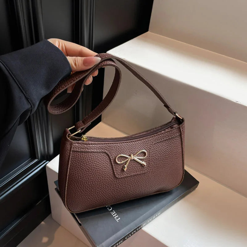 Ladies bow design shoulder bag by HSF Marketplace, stylish underarm purse with a fashionable personality, perfect for everyday commute.