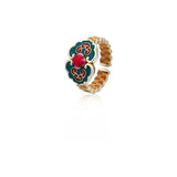 925 Sterling Silver Open Finger Ring Golden Enamel Donut Dazzling Geometric Punk For Women Jewelry Gift Dropship Wholesale