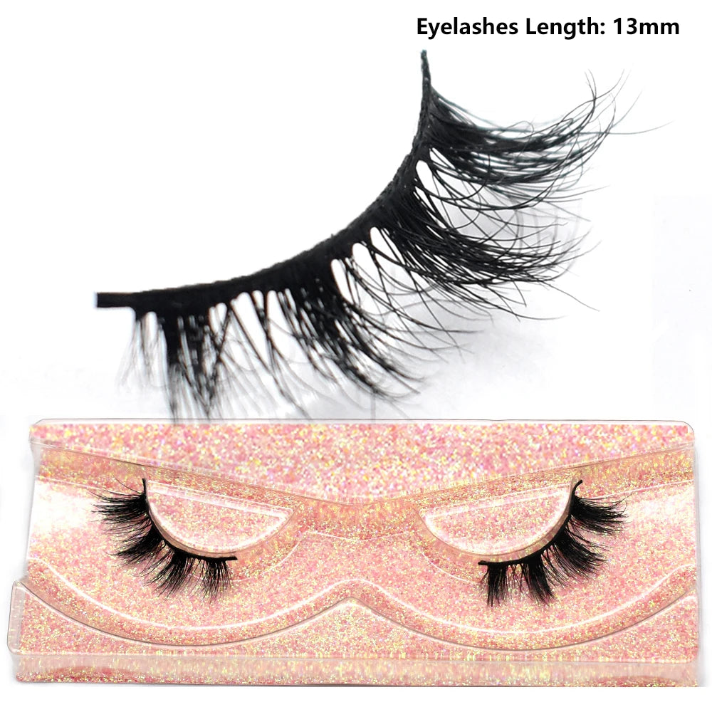3D Mink Half Eye Lashes Natural Lightweight Short Fake Eyelashes Soft Fluffy Clear Band Strip Mink Lashes Extension