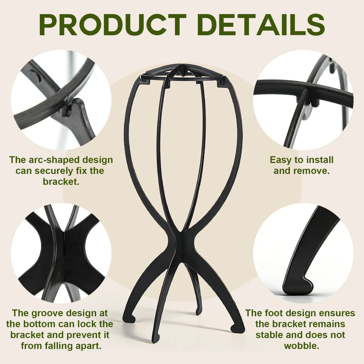 GOIPLE Wig Stand with Wig Shampoo Set for Storage, Detangling Brush and Vent Brush Suitable for Daily Use and Travel