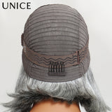 Salt and pepper wavy bob human hair wig with natural-looking waves and comfortable fit