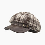 Women's vintage plaid octagonal newsboy cap in a wool blend by HSF Marketplace