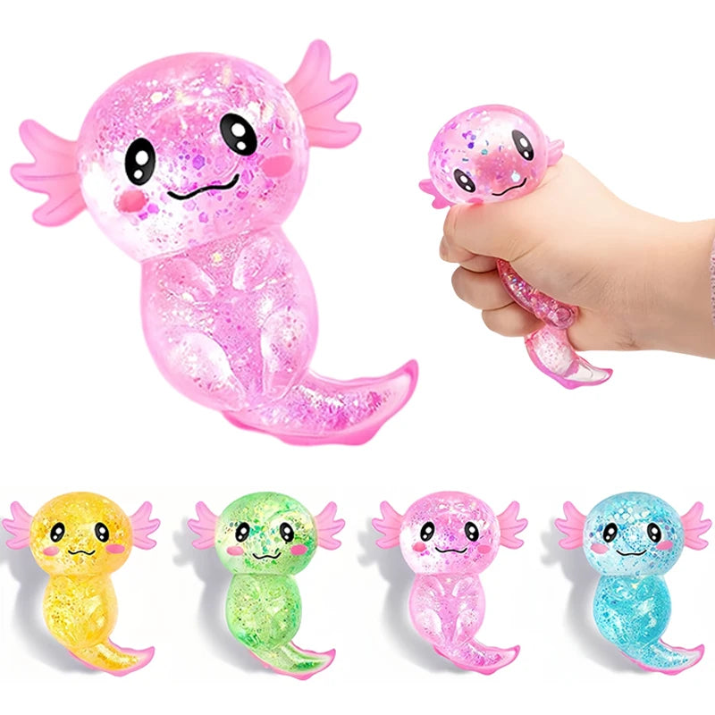 Squishy Maltose Axolotl Fidget Toys Soft Glitter Slow Rebound Anxiety Relief Squeeze Stress Ball ASMR Sensory Anti Stress Toy