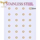 12 pairs of 2–7mm white crystal stud earrings in round and square designs with golden stainless steel settings