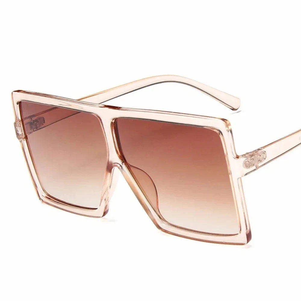 Square women's sunglasses with clear lenses, plastic frame, UV400 protection, stylish driving eyewear by HSF Marketplace