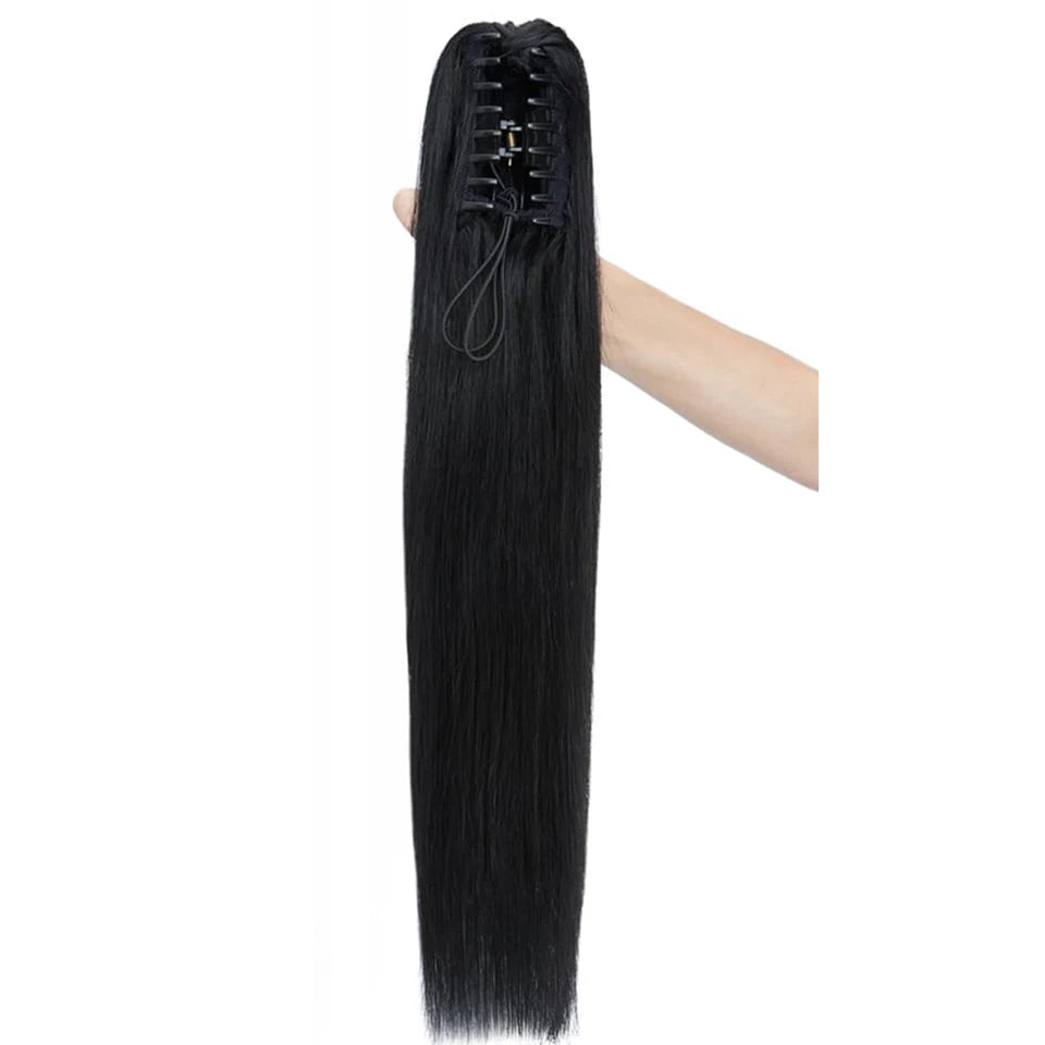 Straight human hair claw clip ponytail extension, 10–30 inch Remy hair by HSF Marketplace
