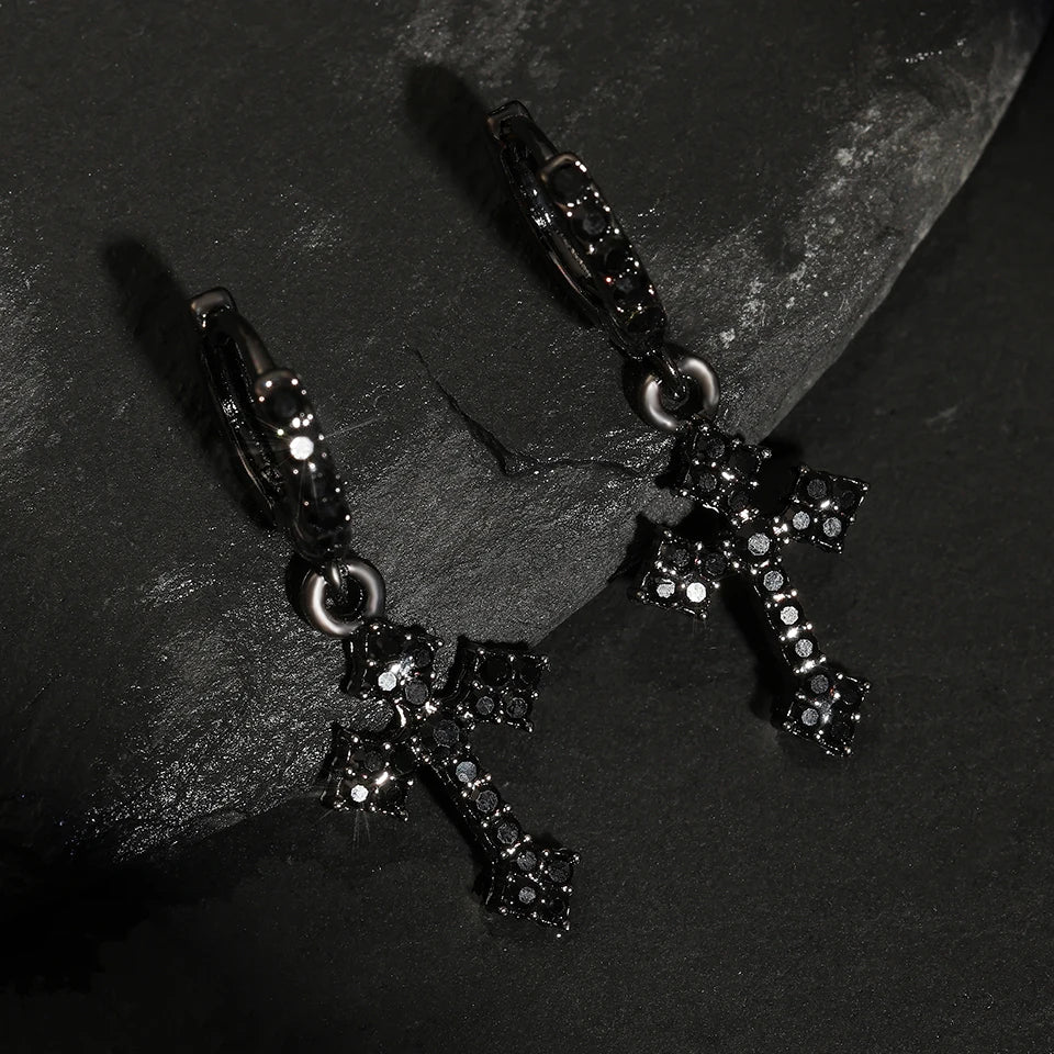 Minimalist zirconia cross dangle earrings for women by HSF Marketplace