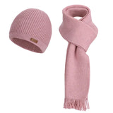 Women’s warm woolen hat, scarf, and gloves winter set in a coordinated design