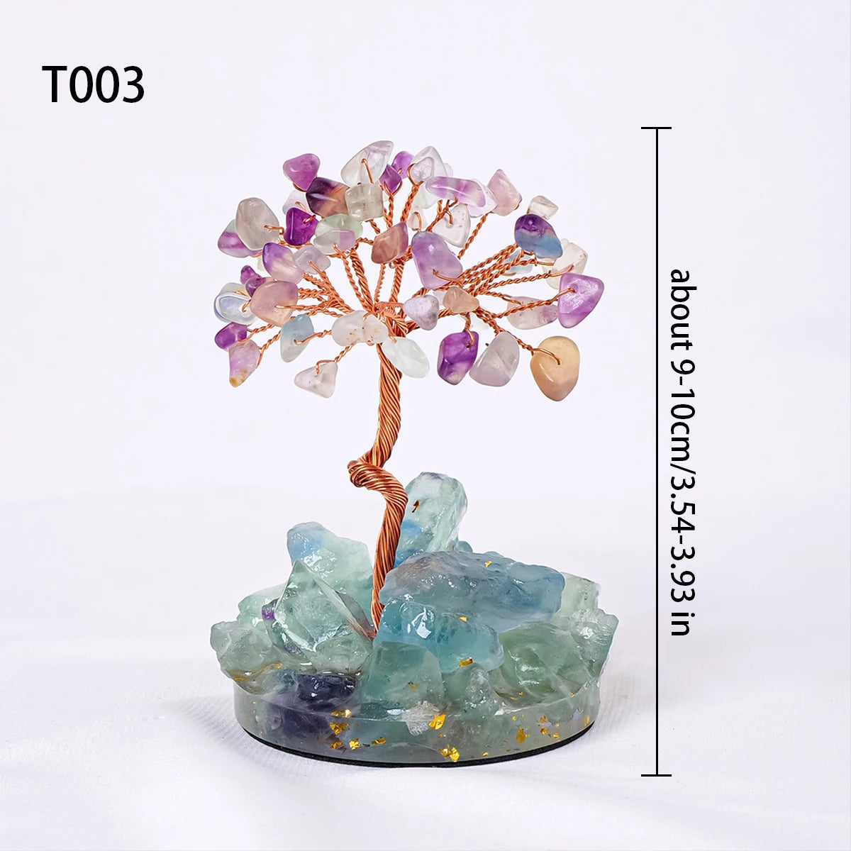 1PC Natural Crystal Tree Handmade Tree of Life Reiki Healing Mineral Specimen Home Decoration Gifts Souveni Drop Glue Resin Base