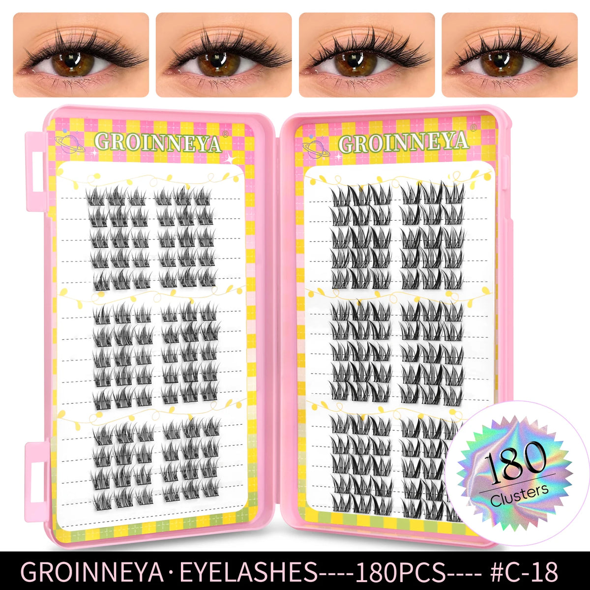 Natural eyelash clusters, 320-piece volume mixed tray false lashes by HSF Marketplace