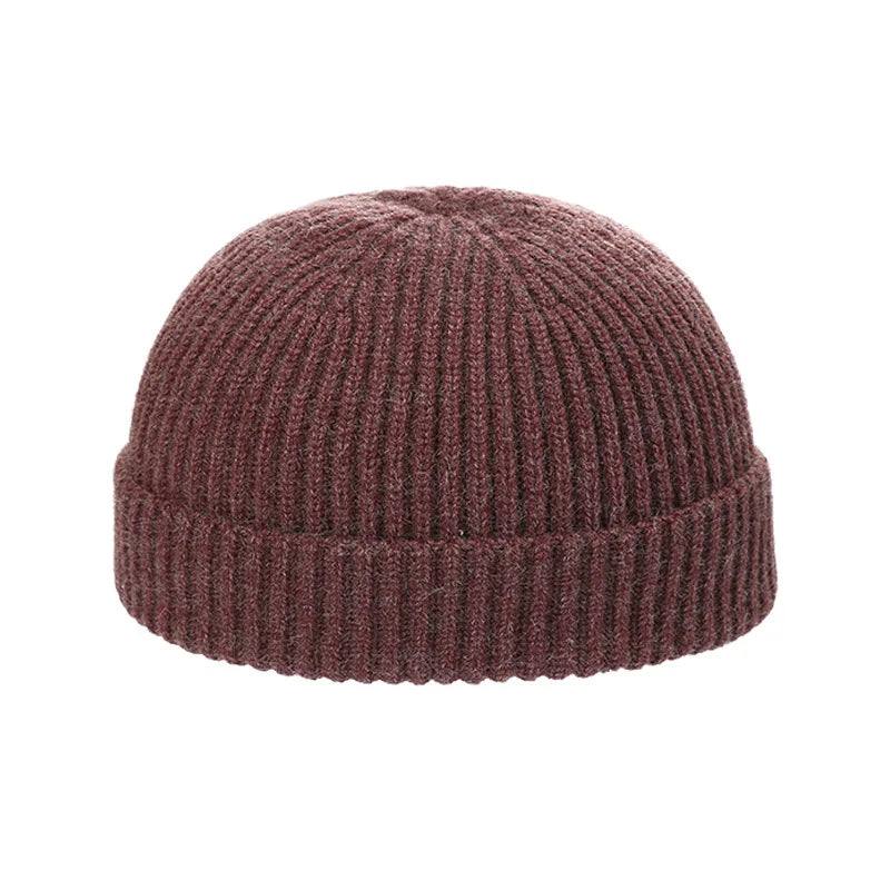 Warm knitted melon hat winter beanie for men and women in textured knit design