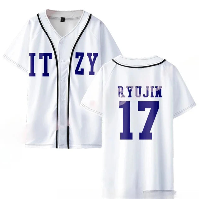 KPOP Korean baseball jersey T-shirt for Yuna and Ryujin fans, HSF Marketplace K-culture merch