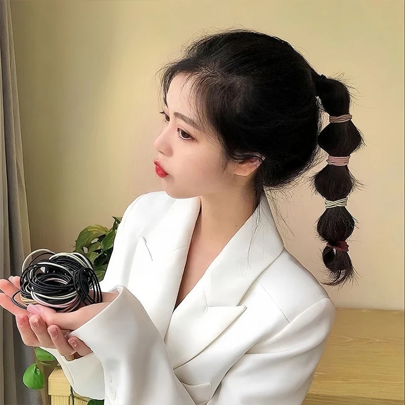 100PCS/Set Women 3.5CM Basic Nylon Elastic Hair Bands Ponytail Hair Scrunchie Rubber Bands Headband Hair Accessories Headwear