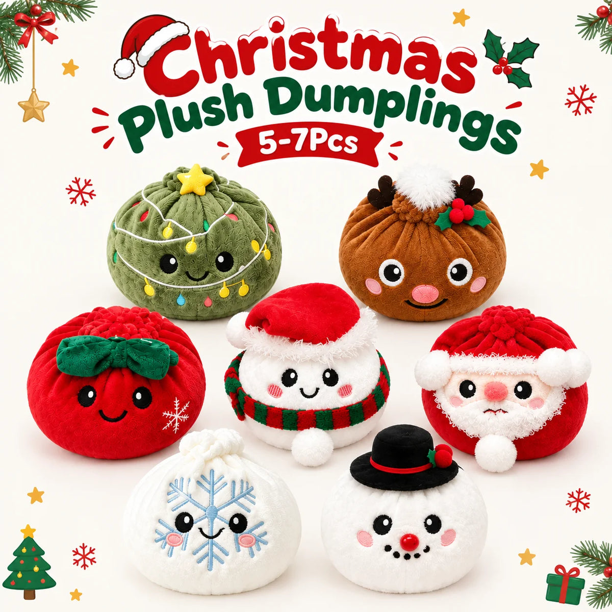 Christmas dumpling plush blind box gift set by HSF Marketplace, 7 fun sensory toy styles
