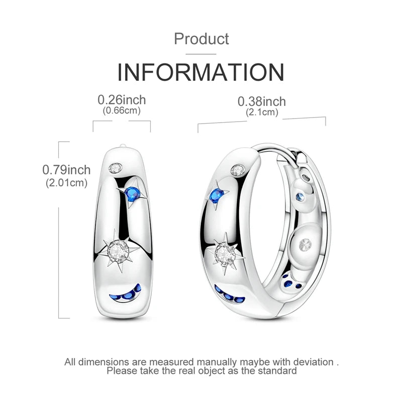 925 sterling silver hoop earrings with blue night sky gemstones by HSF Marketplace