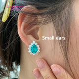 925 silver pear-shaped synthetic YAG moissanite stud earrings by HSF Marketplace