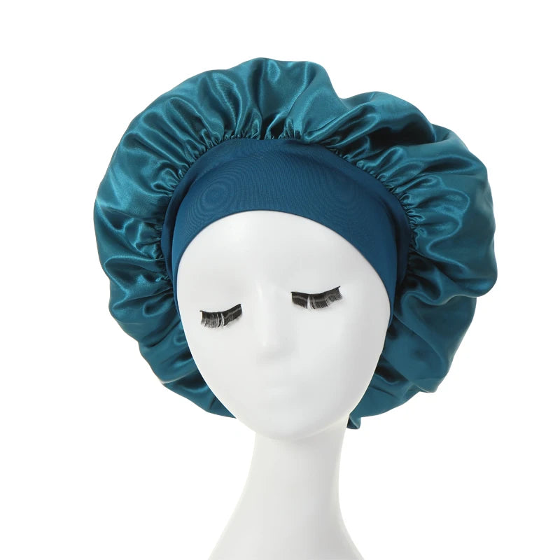 2-pack wide brim satin bonnets with elastic band for women by HSF Marketplace