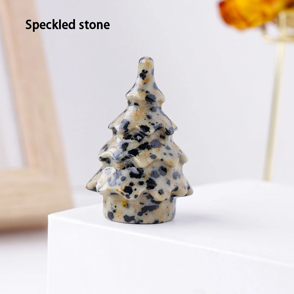 Natural Gemstone Carving Crystal Crafts  Christmas Tree Statue Home Decoration Minerals Reiki Gift Party Room Decor