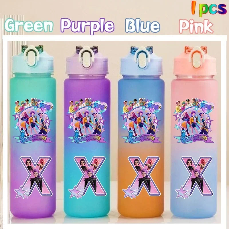 Kpop Demon Hunters gradient color water cup with straw, 750ml HSF Marketplace K-Culture merch