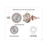 Moissanite halo stud earrings in 925 sterling silver for women by HSF Marketplace
