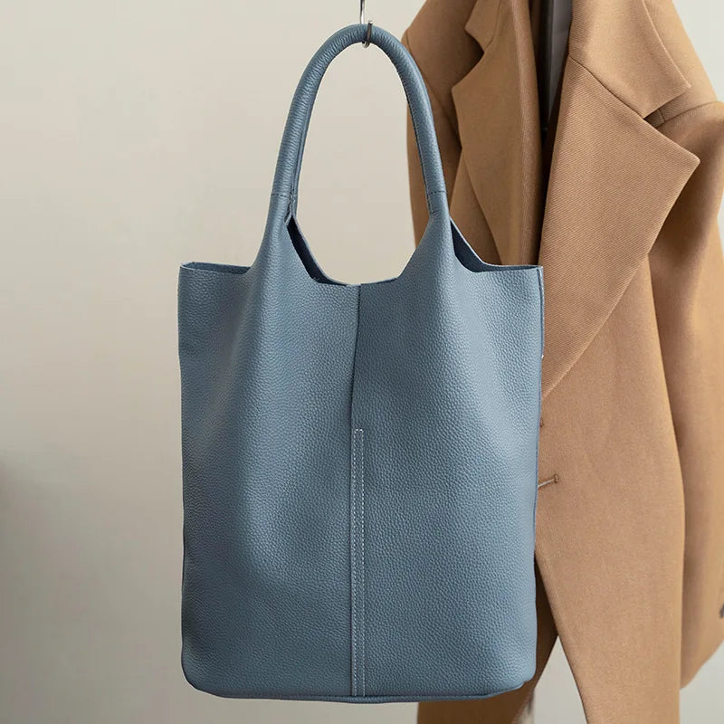 Genuine cowhide leather tote bag for women in luxury commuter style, HSF Marketplace handbag