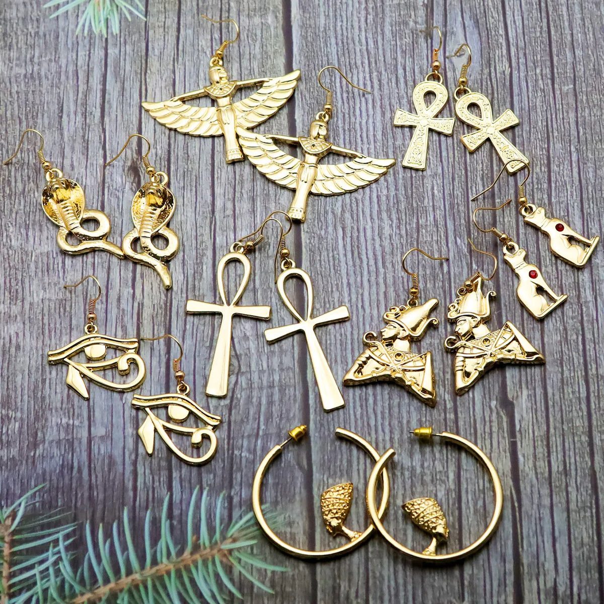 Vintage gold Egyptian queen hoop earrings by HSF Marketplace for women