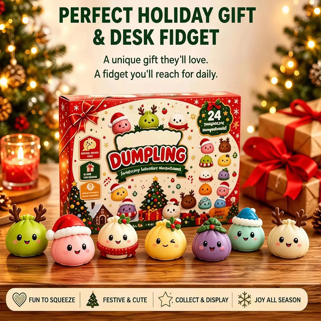 HSF Marketplace Christmas squishy advent calendar with 24-day countdown, dumpling-shaped sensory toys and festive decor