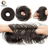 Brazilian human hair bun ponytail hairpiece for women, scrunchie updo donut chignon extension