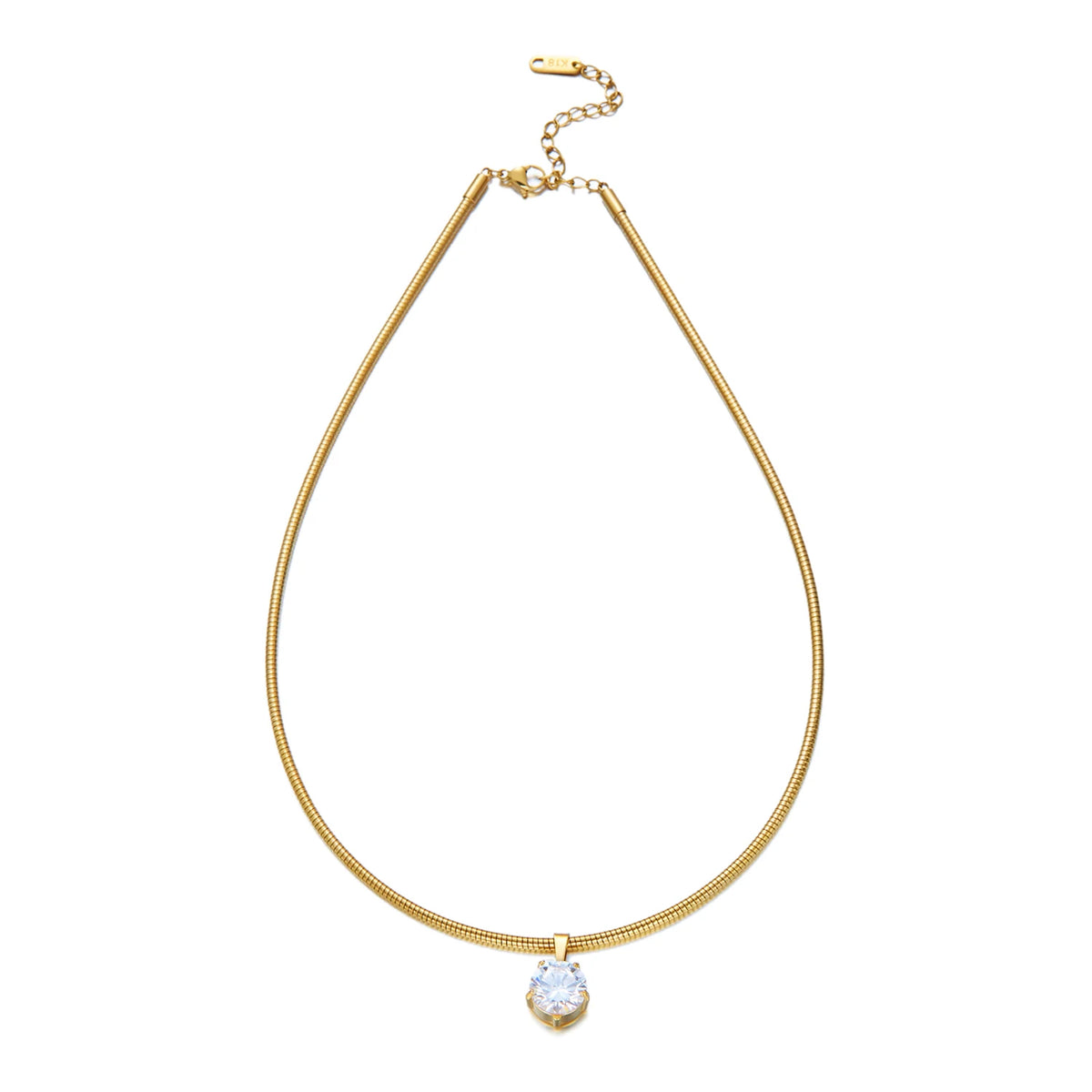Gold-plated stainless steel dainty cubic zirconia choker necklace for women, waterproof and suitable for daily wear and parties.