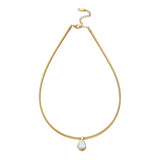 Gold-plated stainless steel dainty cubic zirconia choker necklace for women, waterproof and suitable for daily wear and parties.