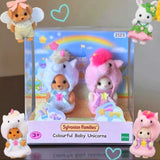 Sylvanian Families anime Christmas set with robot unicorn attack figures in festive party outfits