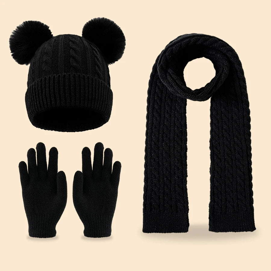 Children's winter tassel scarf, hat and gloves set for ages 3-14 by HSF Marketplace