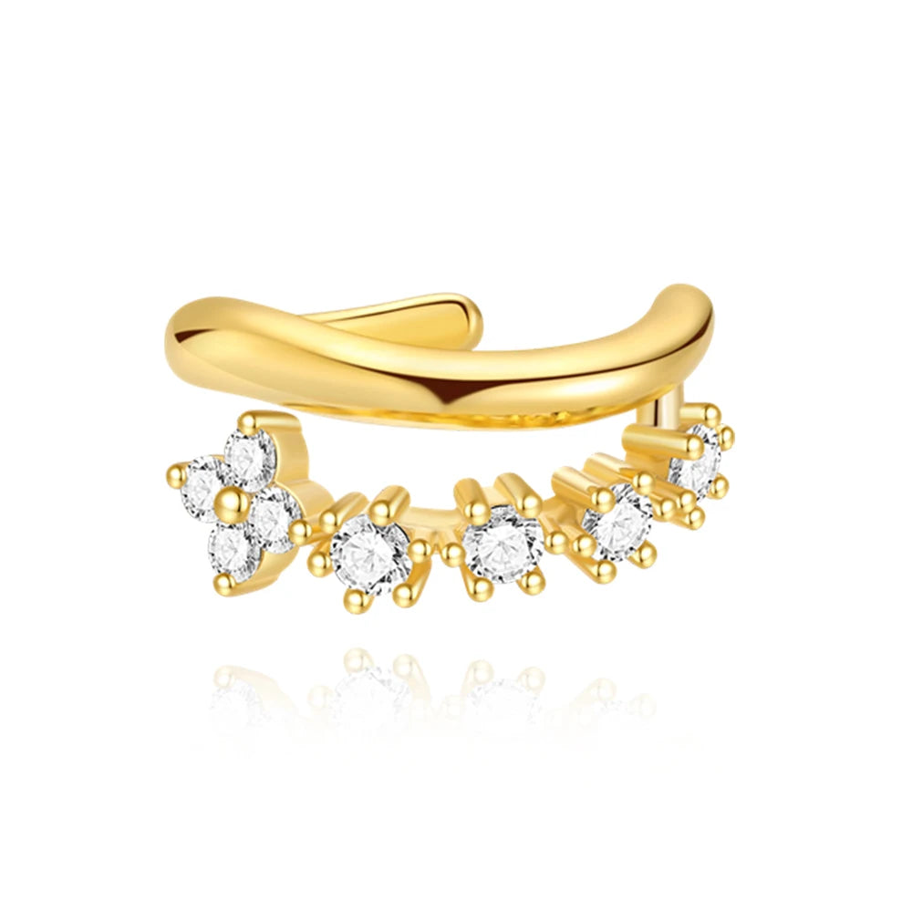 ROXI 925 sterling silver zircon double-layer clip earring, no-piercing women’s party jewelry
