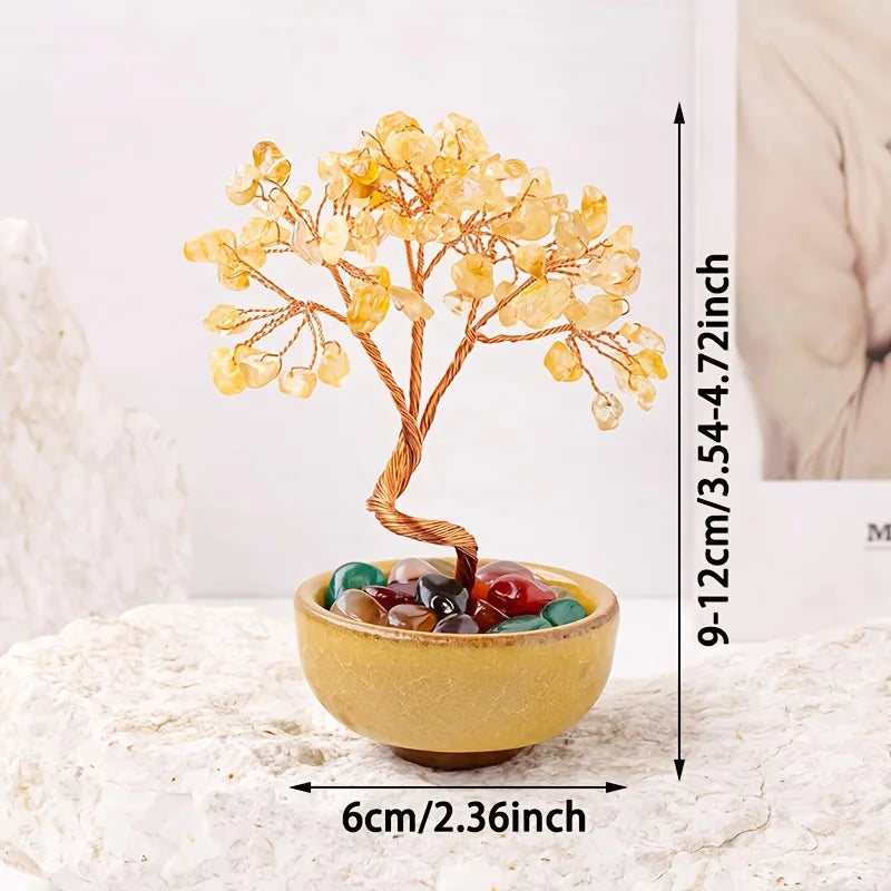 Natural Crystal Chips, Treasure Bowl, Teacup Base, Crystal Tree, Citrine, Wealth Tree, Home Decoration, Handicraft
