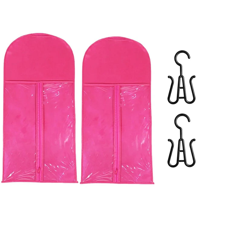 1Set/2sets Wig Storage Bag With Hanger Hair Bags With Plastic Hanger For Virgin Hair Wig Organizer Hangers For Multiple Wigs