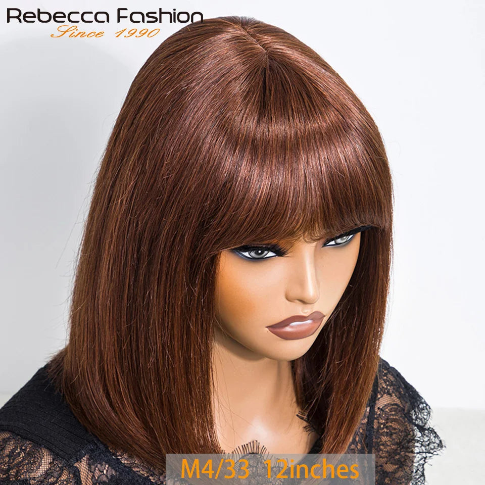Straight bob human hair wig for women with ombre blonde and brown color, lace part, by HSF Marketplace.