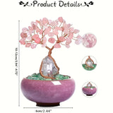 1pc Colorful Crystal Tree Decoration with Bohemian Style Flower Pot - Handmade Ceramic Base, Desktop, Housewarming Gift