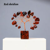 1pc Natural Gemstone Crystal Chakela Lucky Tree With Block Base Home Office Desk Living Room Crystal Decor Mini Sized Home