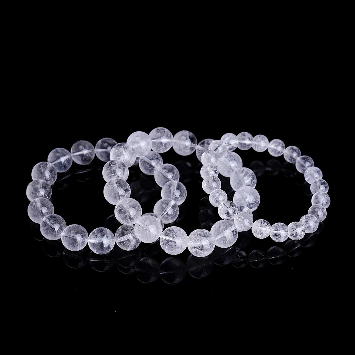 JD Natural Stone White Phantom Crystal Strand Bracelet Reiki Healing Crystal Jewelry Gift for Women Men Elastic Beaded Bracelet