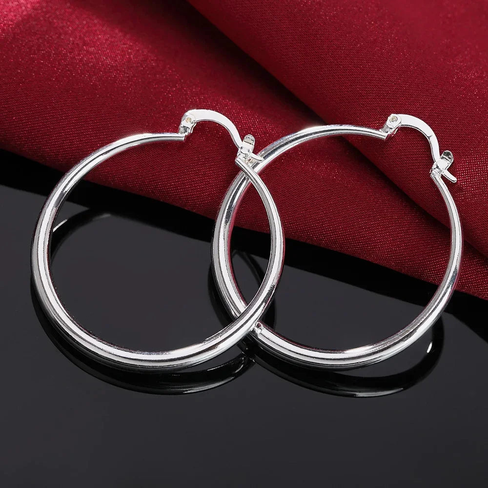 925 sterling silver hoop earrings for women, trendy and elegant design by HSF Marketplace